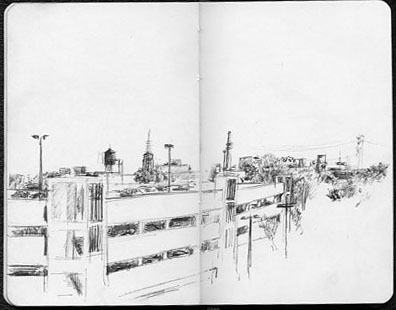 A pen drawing out the window during jury duty