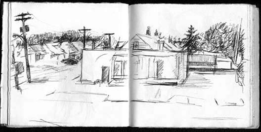 A pen drawing at a motel in Buffalo