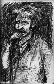 A pen drawing of Shane MacGowan at the Vic
