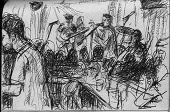 A pen drawing at the Empty Bottle